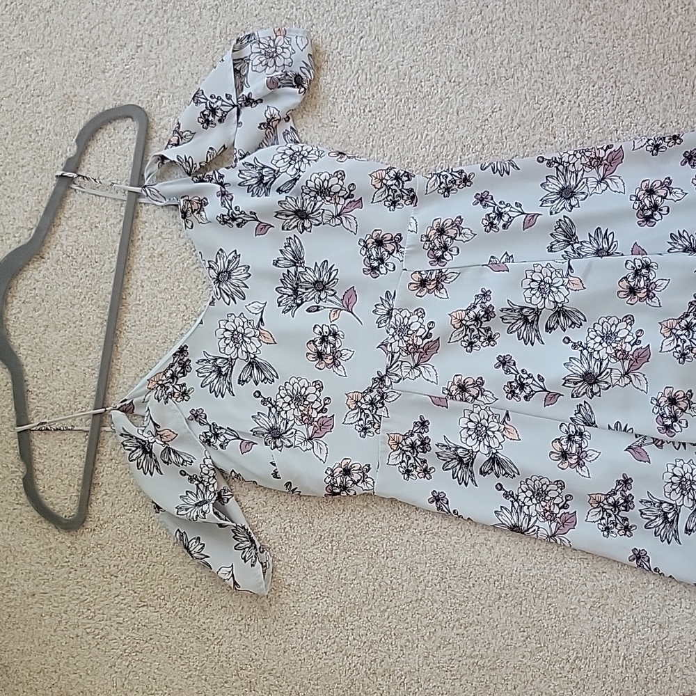 Maxi Floral Dress Lined S Cold Shoulder - Picture 3 of 6